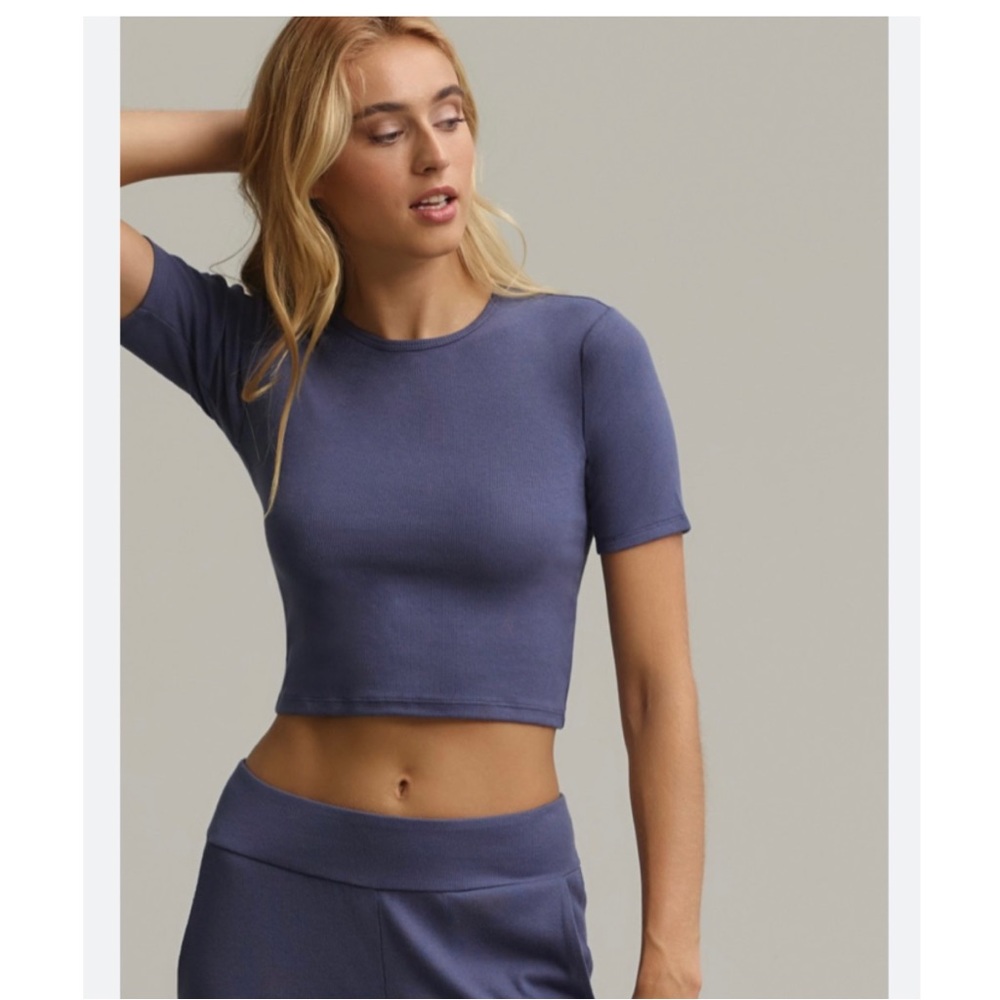 Commando Luxury Rib Cropped Tee in Nightshadow Size XL